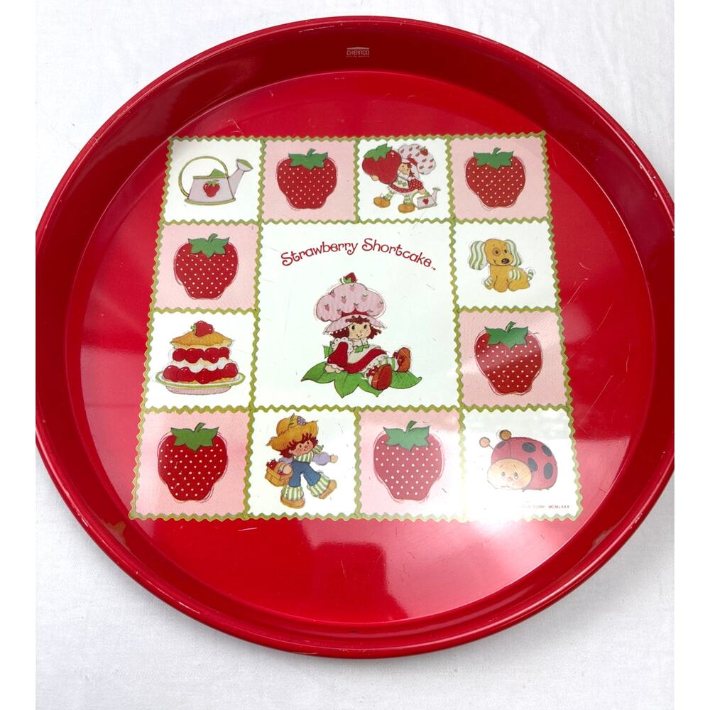 Vintage Cheinco Strawberry Shortcake 14 inch Round Decorative Tray 1980